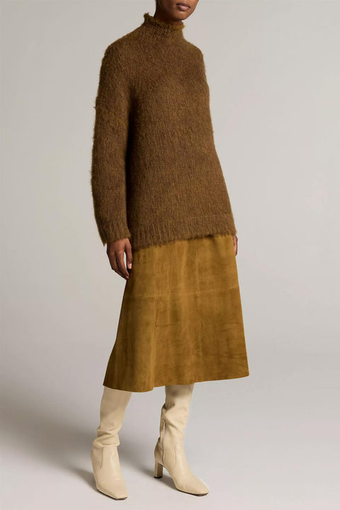 Genser - Oversized Brushed Mock Nk Moss Ochre