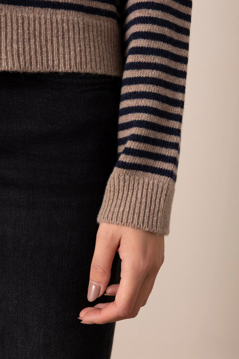 Genser - Cameron Jumper Brown/Navy Stripe
