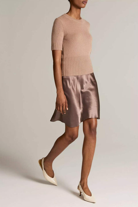 Skjørt - Short Slip Skirt Lingerie Trim Taupe Haze