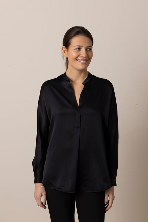 Bluse - Band Collar Blouse Black