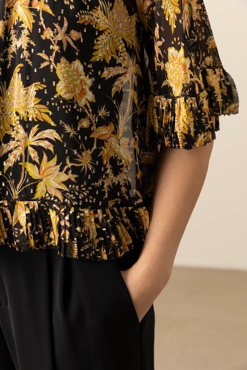 Bluse - Helaine Flowy Short Sleeve Top