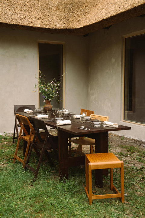 Spisebord - Farmhouse Trestle Planks 220cm Dark Oak