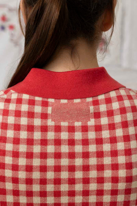 T-skjorte - Gingham Shrunken Polo Scarlet/Mist