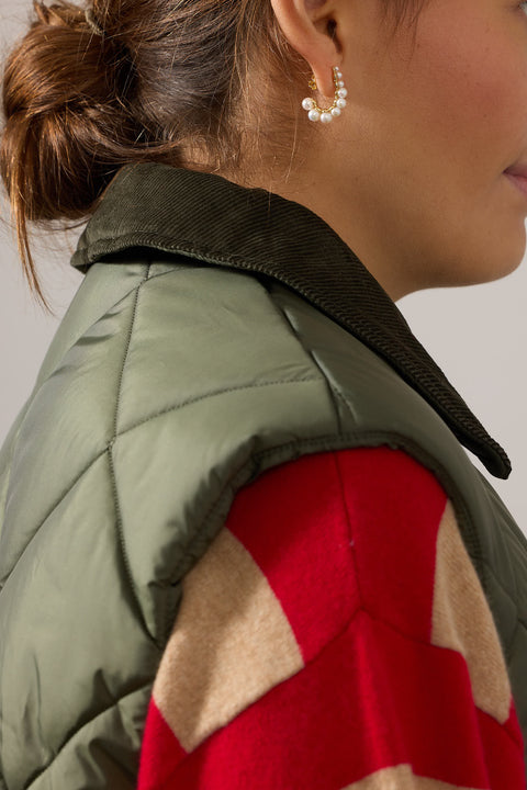 Vest - Big Quilt Cropped Raydon Gilet Olive