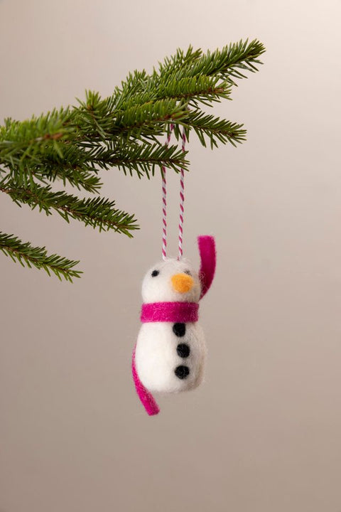 Juletrepynt - Merry & Bright Snowman Pink