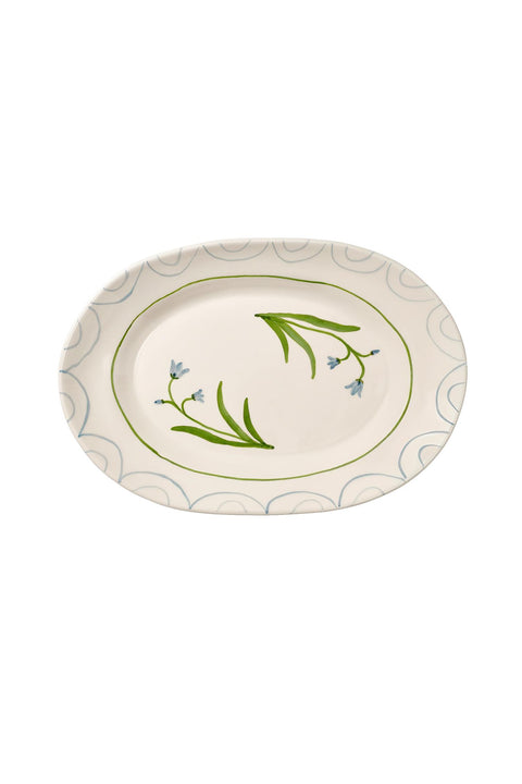 Fat - Serving Plate Cottage Flower Blue Bell Light Blue