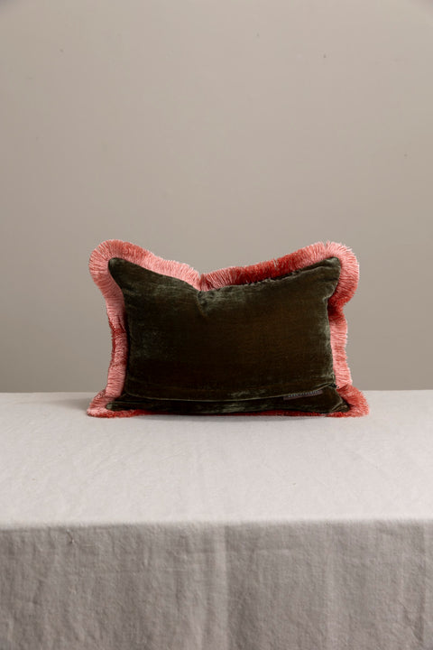 Putetrekk - Fringe 30x40cm Olive/Peach Rose