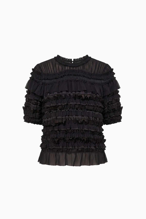 Topp - Mabel SS Silk Top Noir
