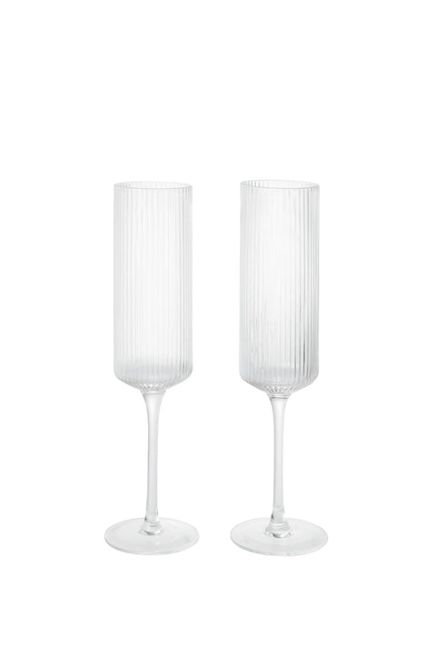 Glass - Ripple Champagne Flutes 2pk Clear
