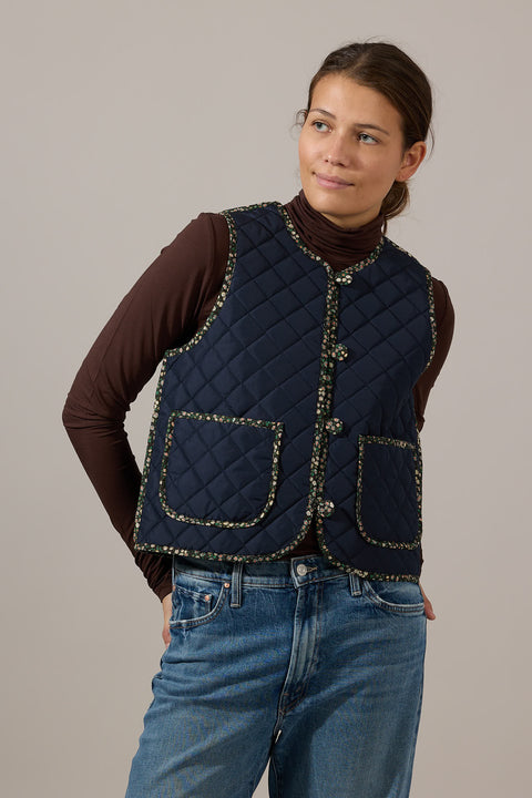 Vest - Dot Quilt Olive Blue