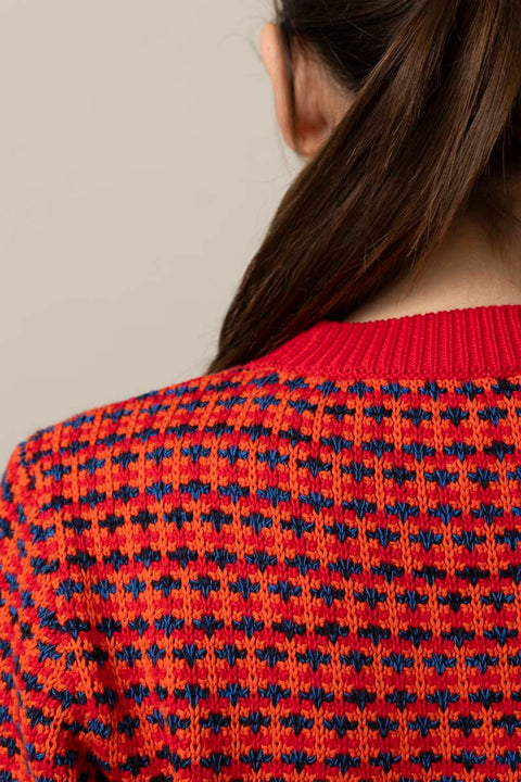 Genser - Jacquard Knitted Top Red Multi