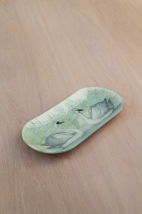 Glassfat - Decoupage Swans