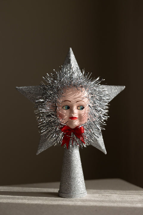 Toppstjerne - Doll Face Tree Topper Silver