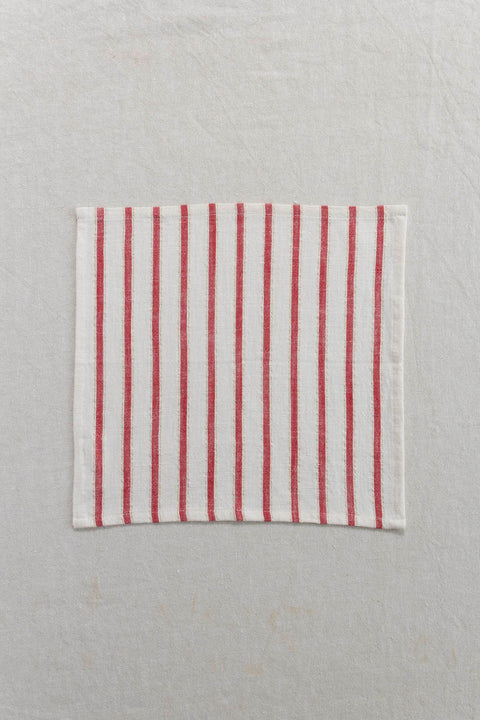 Serviett - Striped Off-White/Rød