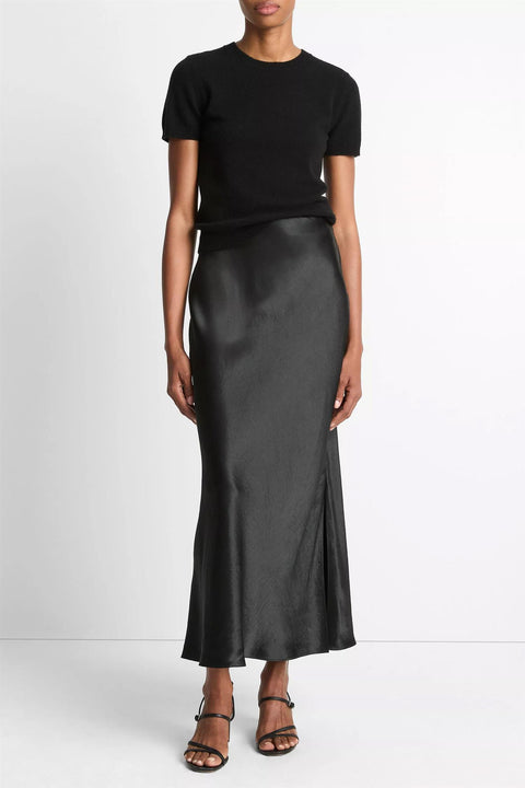 Skjørt - Satin Side-Slit Slip Skirt Black