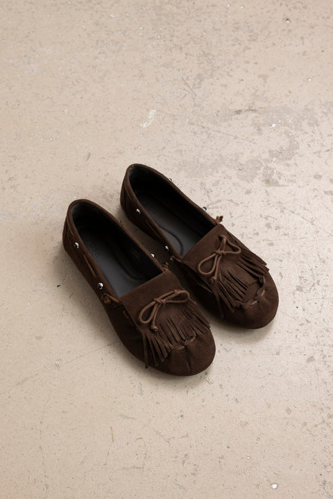 Sko - Fringe Mocassin Dark Brown