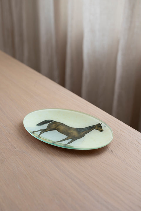 Glassfat - Decoupage Horse Oval