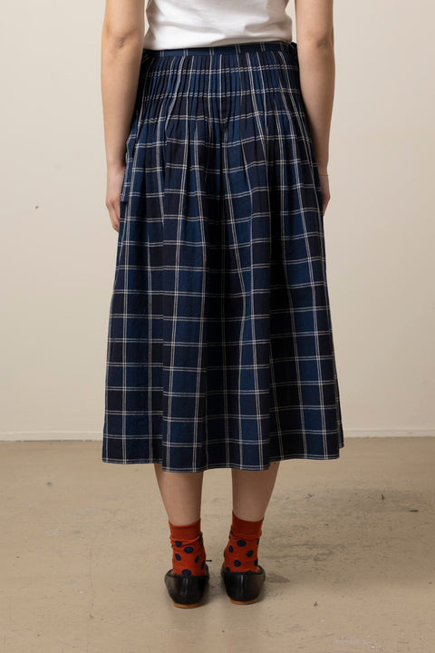 Skjørt - Market Check Pleated Skirt Denim Blue