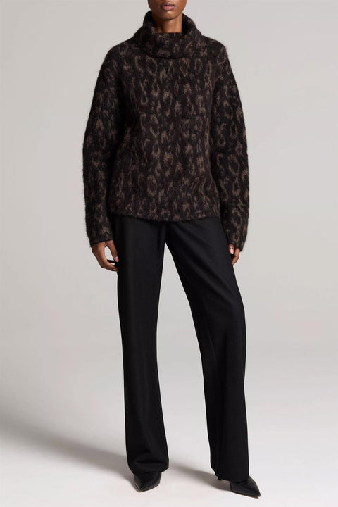 Genser - Oversized Turtleneck Jacquard Heather Grey Combo