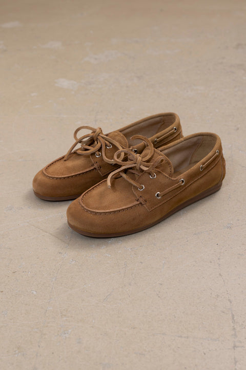 Sko - Boat Loafer Brushed Suede Camel