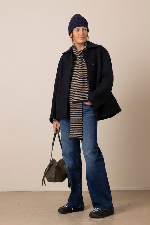Kåpe - Boiled Wool Textured Short Coat Indigo