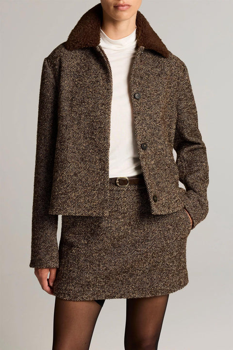 Jakke - Contrast Collar Boucle Walnut