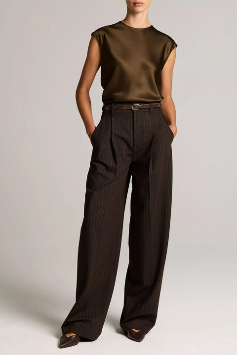 Bukse - High Waist Wide Leg Trouser Cinderwood Stripe