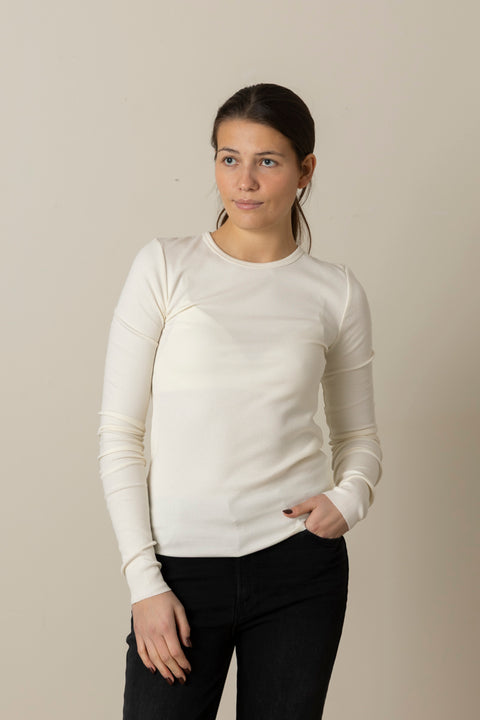 Genser - Long Sleeve Fitted Top Cream