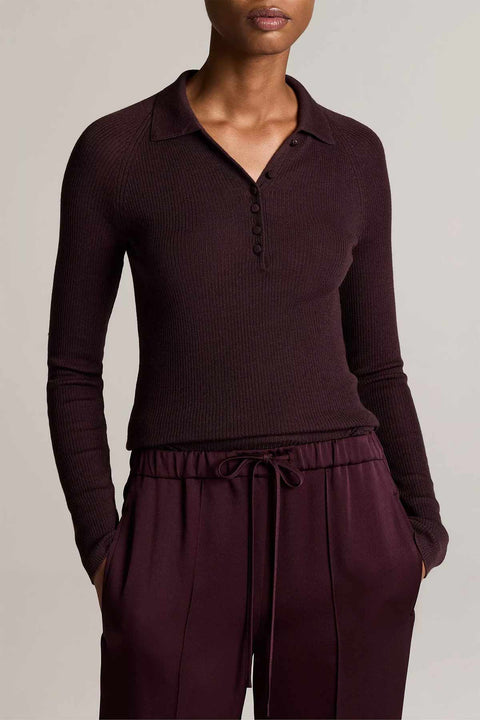 Genser - Ribbed Raglan Polo Blackberry