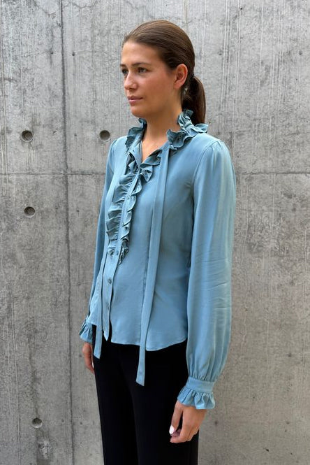 Bluse - Catroux LS Silk Blouse Heron