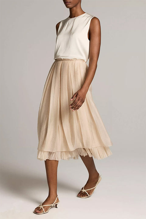 Skjørt - Pleated Layered Skirt Blush Cloud