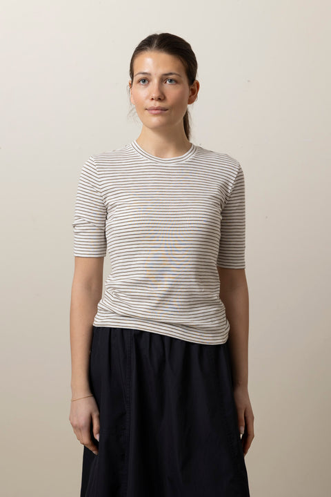 T-skjorte - Striped Elbow SLV Crew Tapenade Combo
