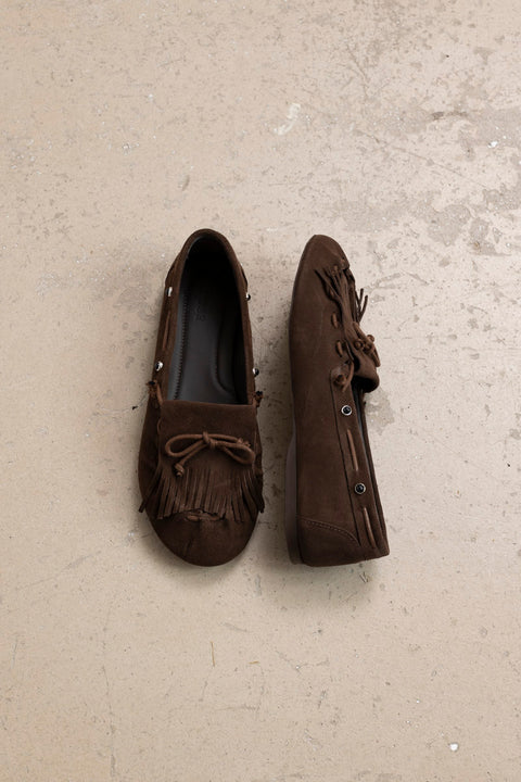 Sko - Fringe Mocassin Dark Brown
