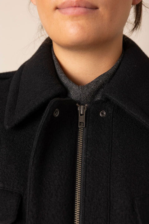 Jakke - Cropped Wool Blend Black