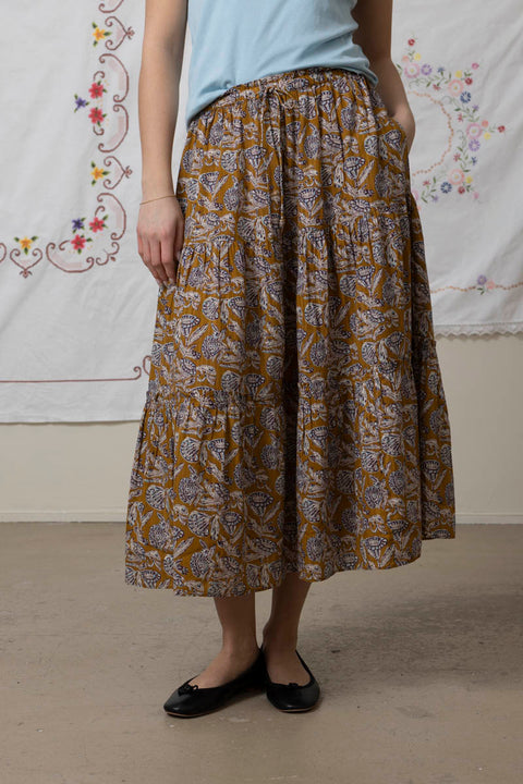 Skjørt - Nessa Cotton Midi Skirt Fennel Blossom