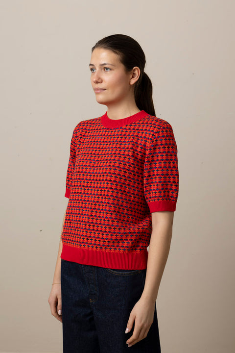 Genser - Jacquard Knitted Top Red Multi
