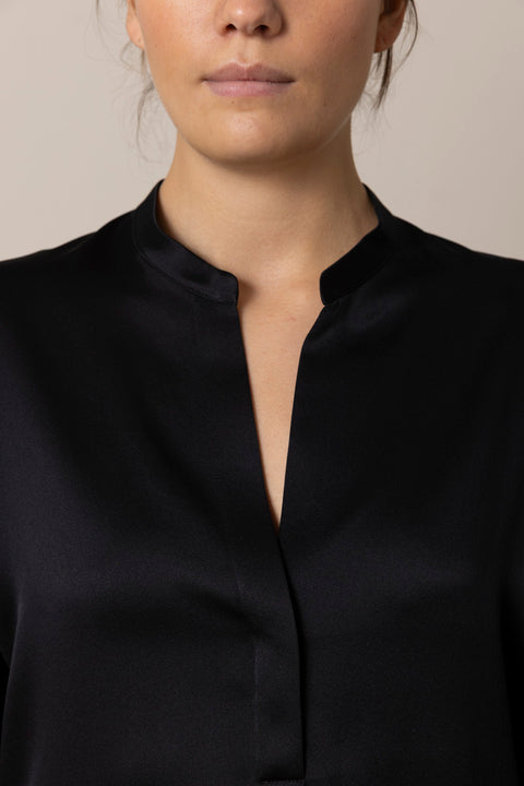 Bluse - Band Collar Blouse Black
