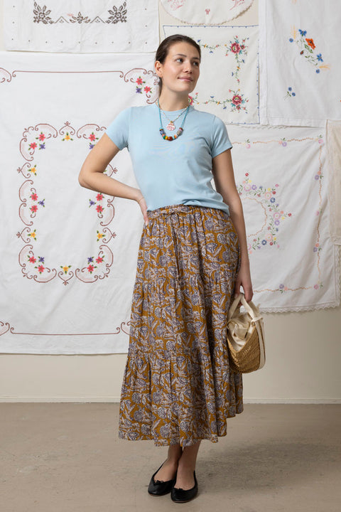 Skjørt - Nessa Cotton Midi Skirt Fennel Blossom