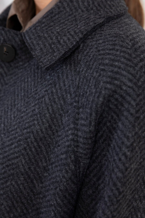 Kåpe - Balmacaan Patterned Cashmere Blend Anthracite