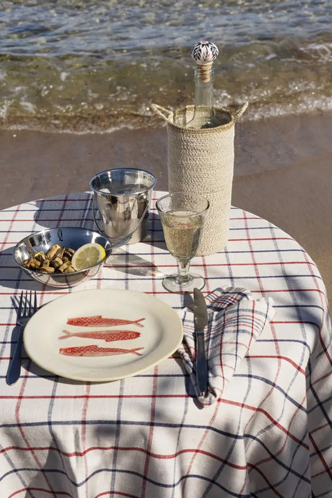 Serviett - Checked Off-White/Blå/Rød