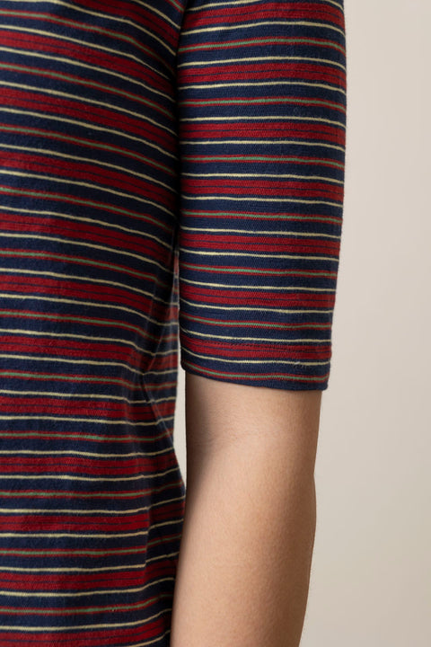 T-skjorte - Cleo Stripe Cotton Tee Provencal Blue/Multi