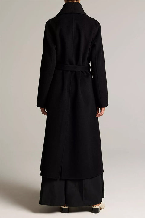 Kåpe - Shawl Collar Wool Long Coat Black