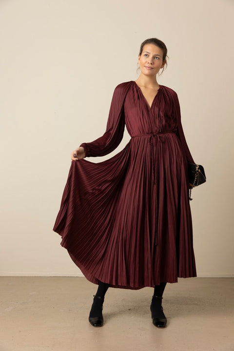 Kjole - Alexia Pleated Long Sleeve Dress