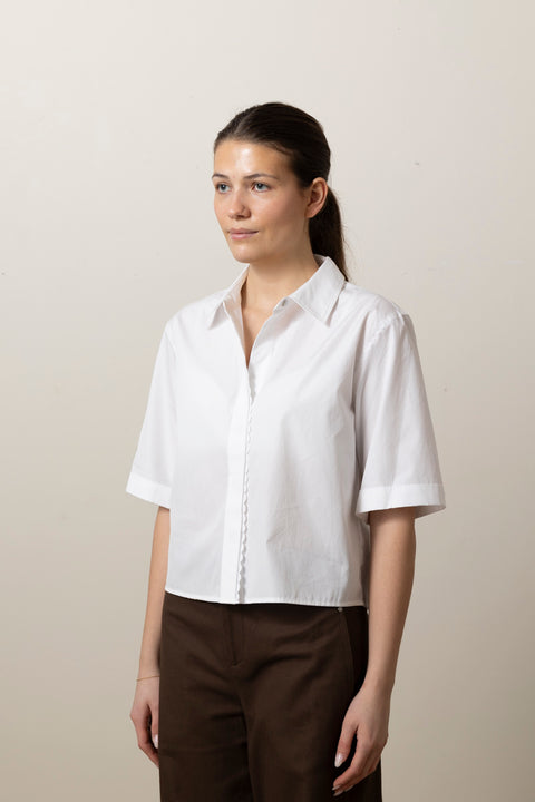 Skjorte - Scallop Detail S/S Shirt White