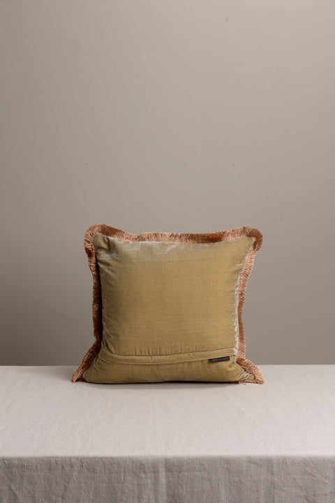 Putetrekk - Fringe 50x50cm Silver Green/Beige