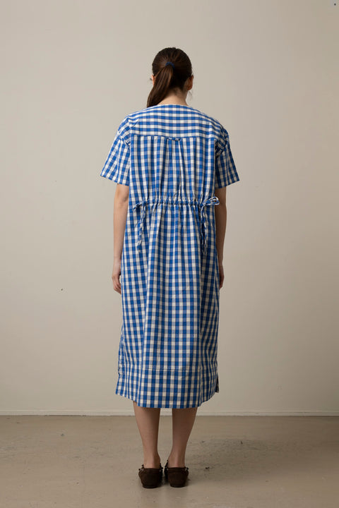 Kjole - Gingham Check Dress Pacific Blue