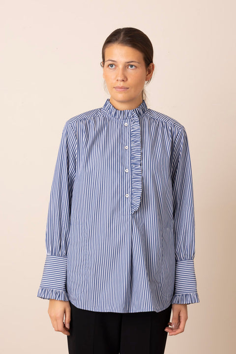 Skjorte - Agata Blue/White Stripe