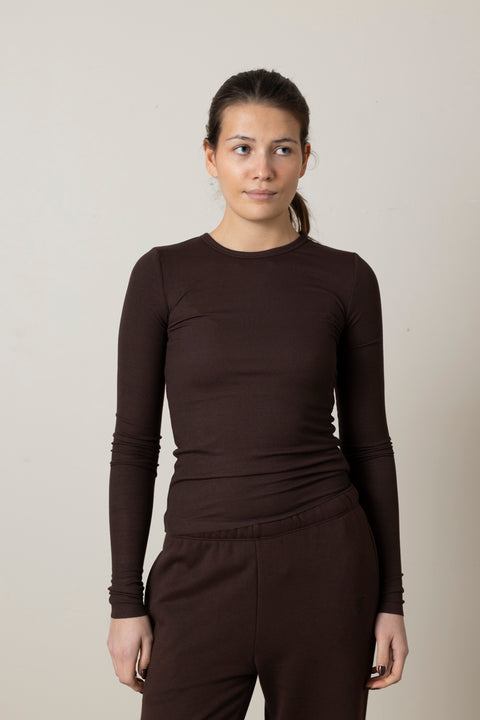 Genser - Longsleeve Fitted Top Espresso