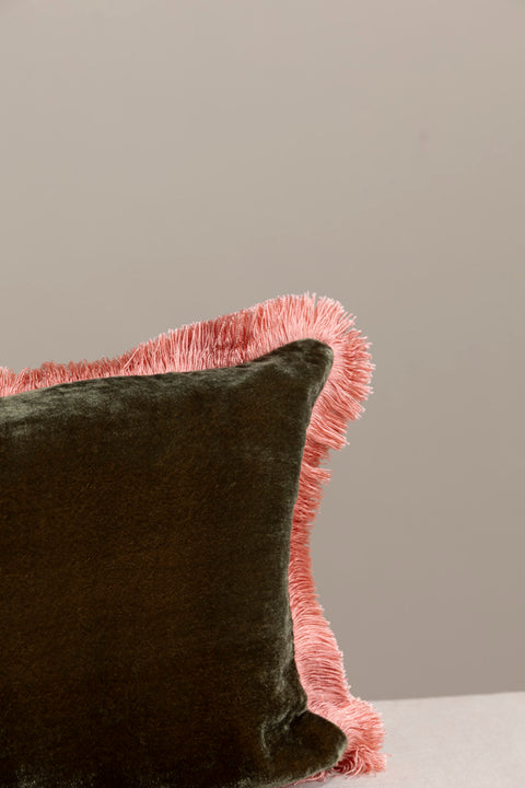 Putetrekk - Fringe 30x40cm Olive/Peach Rose