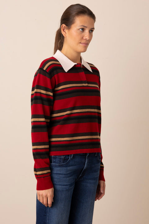 Genser - Cropped Stripe Rugby Ruby Combo
